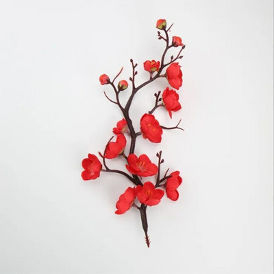 Mesterséges szilvavirág virágok kínai stílusú piros cseresznyevirág hamis virágok selyem művirágok mesterséges növények otthoni dekoráció