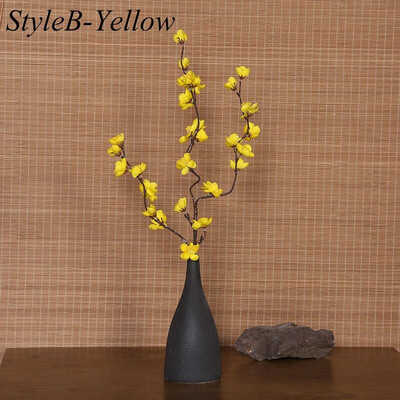 Mesterséges szilvavirág virágok kínai stílusú piros cseresznyevirág hamis virágok selyem művirágok mesterséges növények otthoni dekoráció