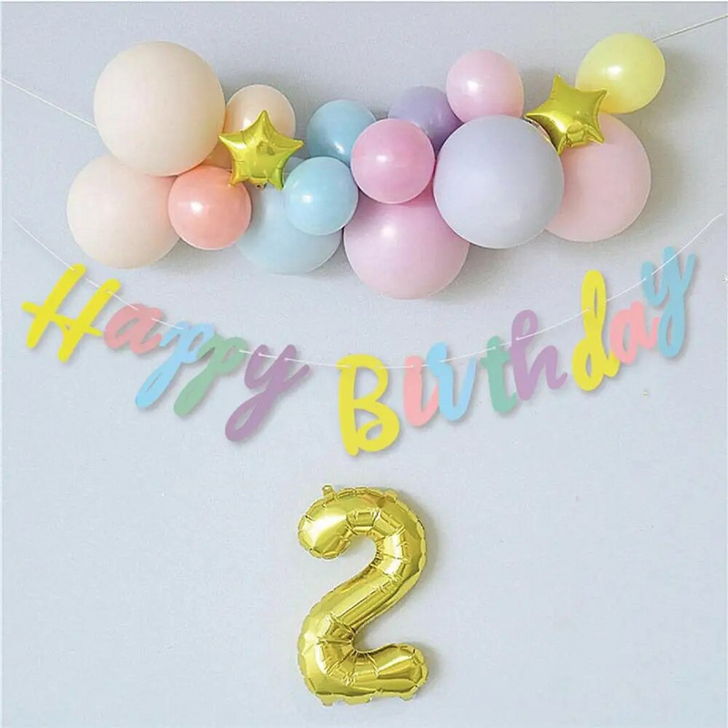 Boldog születésnapot Lettar Banner Első fiú Lány buli Dísz Felnőtt Gyerek Baba Első egyéves papírfüzér sármány kellékek