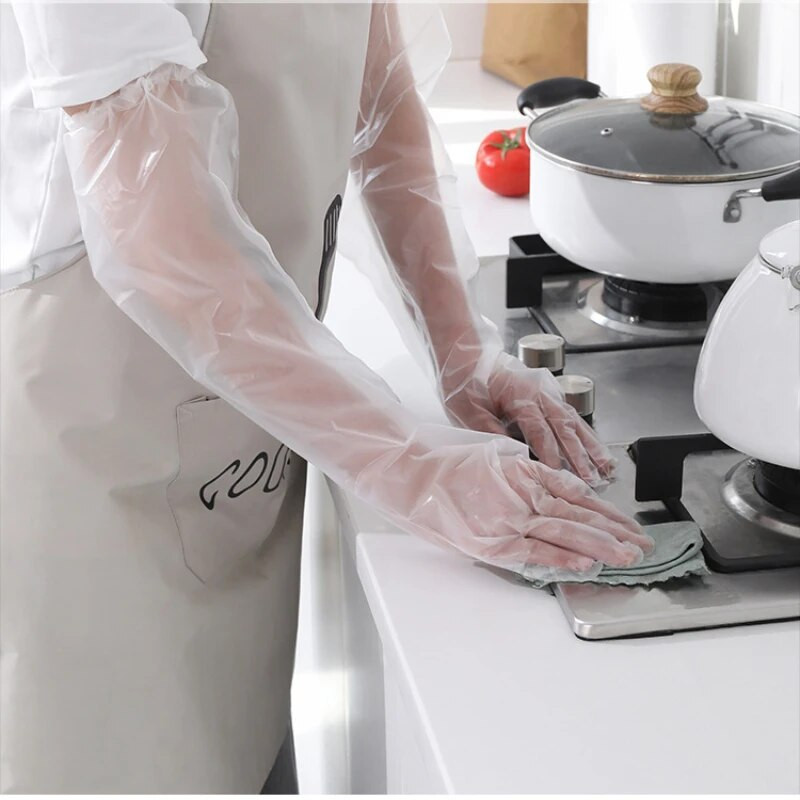 10vnt vienkartinės pirštinės Maisto klasės prailgintos buitinės virtuvės plovimo indai Indų plovimas Ilgos pirštinės