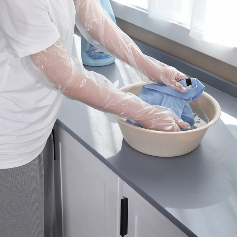 10vnt vienkartinės pirštinės Maisto klasės prailgintos buitinės virtuvės plovimo indai Indų plovimas Ilgos pirštinės