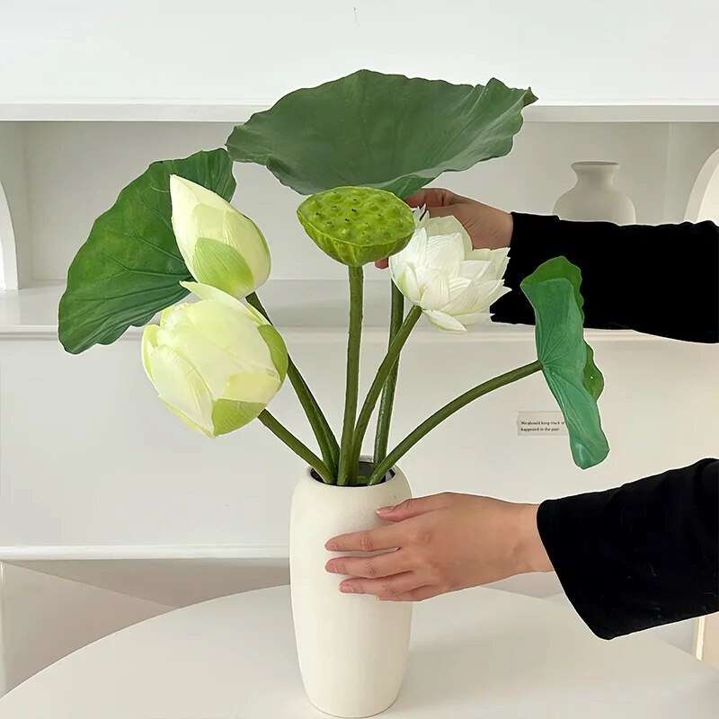 Imituotas lotoso lotoso lapų dirbtinių gėlių dekoravimas Namų svetainės gėlių kompozicijos dekoravimas