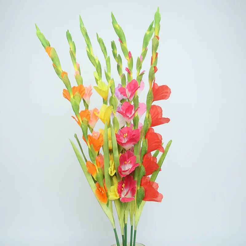 1db 8 fej Írisz kardvirág Hosszú ág mesterséges selyem virágok otthoni asztali dekorációhoz Party esküvői terem Hamis virágok
