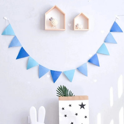 Moda 4M 12 steaguri Steaguri din țesătură albastră Bannere Banner Fanion Banner Ghirlande Baby Shower pentru petrecere de aniversare Decorare de nuntă
