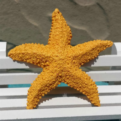 1 db mediterrán díszek, műgyanta stílusú, tengeri csillag óceán otthoni akvárium lövöldözős kellékek, mini 7,5 cm-es fali dekorációk