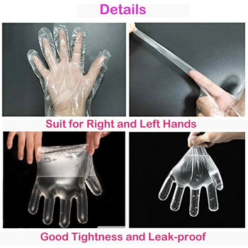 50/100 Διαφανή πλαστικά γάντια μιας χρήσης Γάντια μαγείρεμα μπάρμπεκιου μιας χρήσης για οικιακά γάντια μπάνιου για καθαρισμό