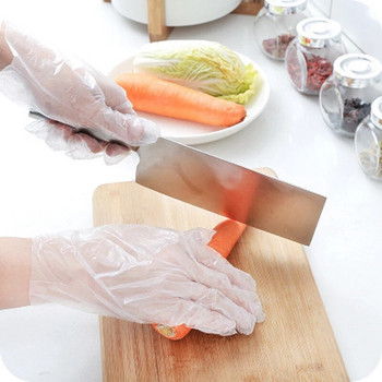 50/100 Прозрачни пластмасови ръкавици за еднократна употреба Еднократни готварски ръкавици за барбекю за домашна баня Санитарни ръкавици за почистване