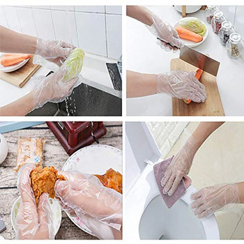 50/100 Прозрачни пластмасови ръкавици за еднократна употреба Еднократни готварски ръкавици за барбекю за домашна баня Санитарни ръкавици за почистване