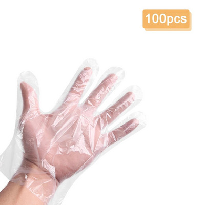 50/100 permatomos plastikinės vienkartinės pirštinės Vienkartinės kepsninės pirštinės, skirtos buitinėms vonios kambario higieninėms pirštinėms valyti