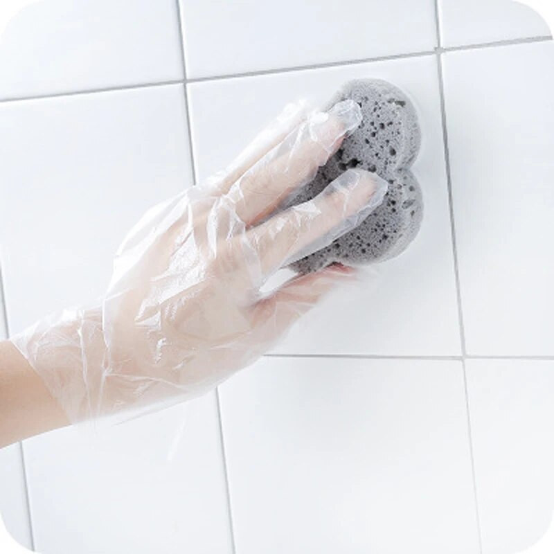 50/100 permatomos plastikinės vienkartinės pirštinės Vienkartinės kepsninės pirštinės, skirtos buitinėms vonios kambario higieninėms pirštinėms valyti