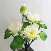 10 Κεφάλι Lotus Τεχνητό Λουλούδι Lotus με Πράσινο Βάτραχο Μεταξωτό Νούφαρο Κίσσα για Γαμήλια Πάρτυ Διακόσμηση Κήπου Λουλούδια