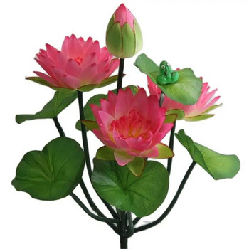 10 Κεφάλι Lotus Τεχνητό Λουλούδι Lotus με Πράσινο Βάτραχο Μεταξωτό Νούφαρο Κίσσα για Γαμήλια Πάρτυ Διακόσμηση Κήπου Λουλούδια