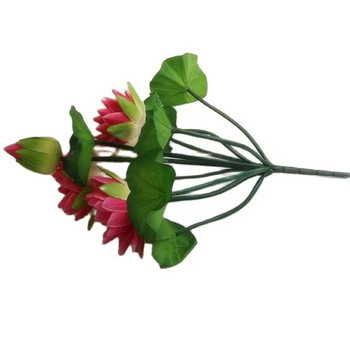 Лотос с 10 глави Изкуствено цвете Лотос със зелена жаба Копринени стръкове водна лилия за сватбено тържество Цветя за декорация на домашна градина