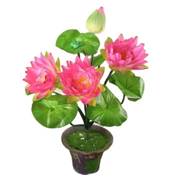 10 Κεφάλι Lotus Τεχνητό Λουλούδι Lotus με Πράσινο Βάτραχο Μεταξωτό Νούφαρο Κίσσα για Γαμήλια Πάρτυ Διακόσμηση Κήπου Λουλούδια