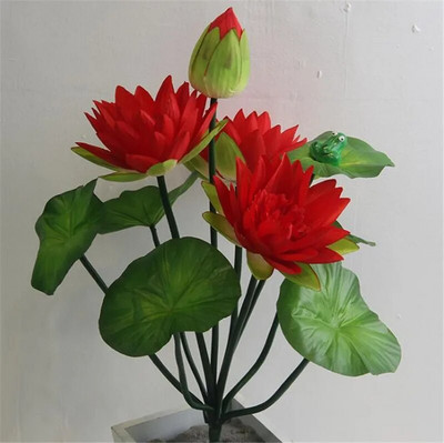 10 Κεφάλι Lotus Τεχνητό Λουλούδι Lotus με Πράσινο Βάτραχο Μεταξωτό Νούφαρο Κίσσα για Γαμήλια Πάρτυ Διακόσμηση Κήπου Λουλούδια