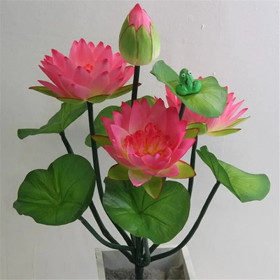 10 Κεφάλι Lotus Τεχνητό Λουλούδι Lotus με Πράσινο Βάτραχο Μεταξωτό Νούφαρο Κίσσα για Γαμήλια Πάρτυ Διακόσμηση Κήπου Λουλούδια