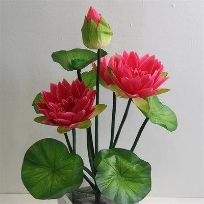 10 Κεφάλι Lotus Τεχνητό Λουλούδι Lotus με Πράσινο Βάτραχο Μεταξωτό Νούφαρο Κίσσα για Γαμήλια Πάρτυ Διακόσμηση Κήπου Λουλούδια