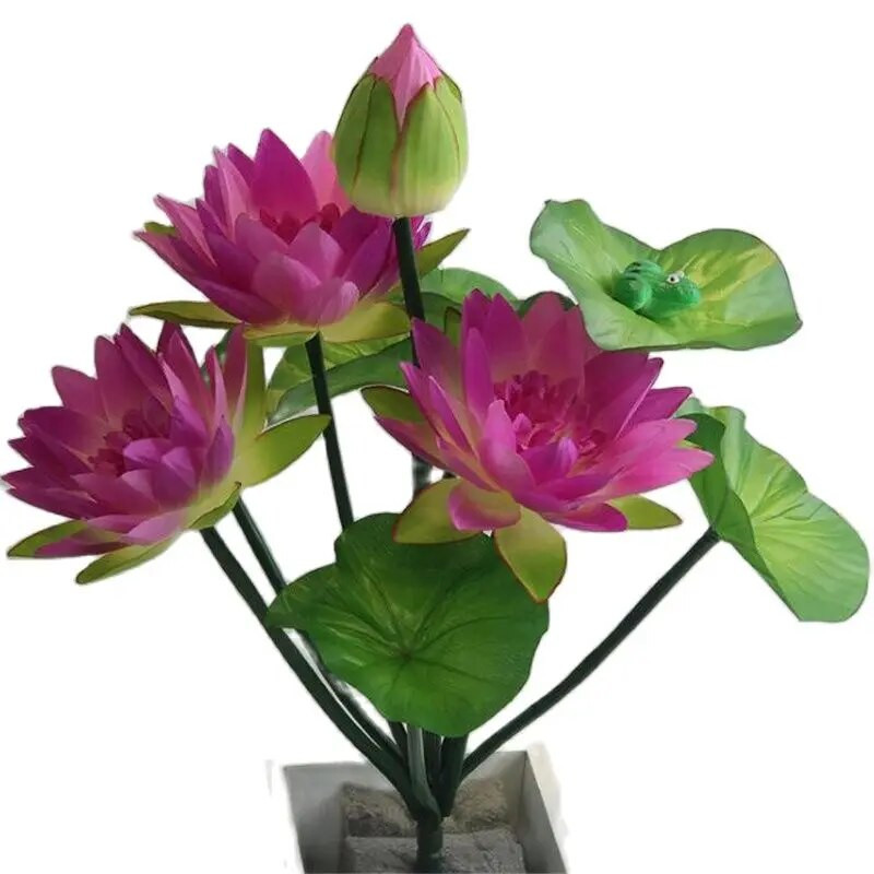 10 fejű lótusz művirág lótusz zöld béka selyem tavirózsa szárral esküvői bulihoz otthoni kert dekorációs virágok