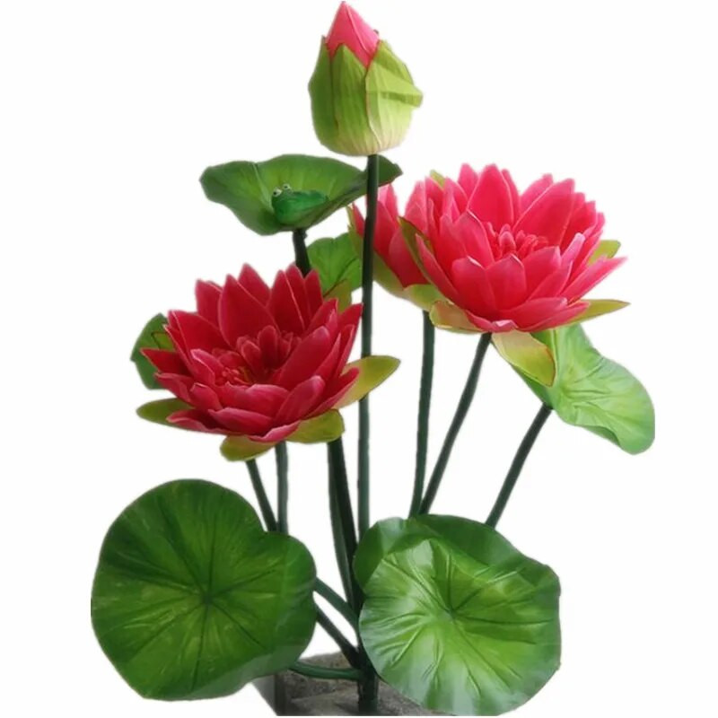 10 fejű lótusz művirág lótusz zöld béka selyem tavirózsa szárral esküvői bulihoz otthoni kert dekorációs virágok