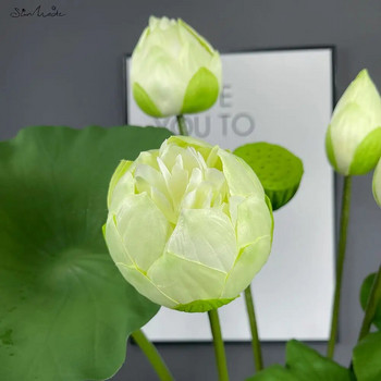 SunMade Big Lotus Silk Τεχνητά λουλούδια Διακόσμηση κήπου σπιτιού Ψεύτικα φυτά Φύλλα Lotus Ανθοσυνθέσεις Flores Artificales