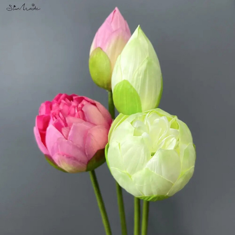 SunMade nagy lótusz selyem művirágok otthoni kert dekoráció hamis növények Lótuszlevelek virágkötészet Flores Artificales