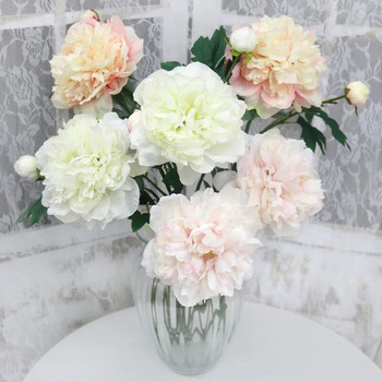 60CM Единичен клон Висококачествен изкуствен божур Копринено цвете Красива декорация на дома Фалшива флорална сватба Булка, държаща цветя