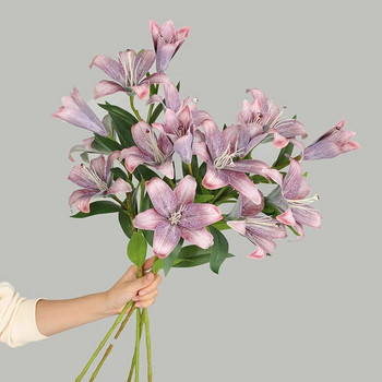 European Retro Lily 3 Heads κλαδί πραγματική πινελιά Τεχνητά λουλούδια για πάρτι Διακόσμηση γάμου flores artificiales κρίνοι