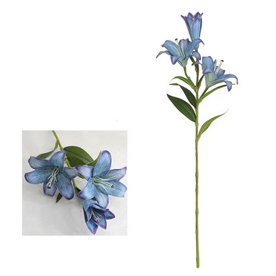 Europos retro lelija 3 galvų šakelė tikras prisilietimas Dirbtinės gėlės vakarėliui vestuvių dekoravimas flores dirbtinės lelijos