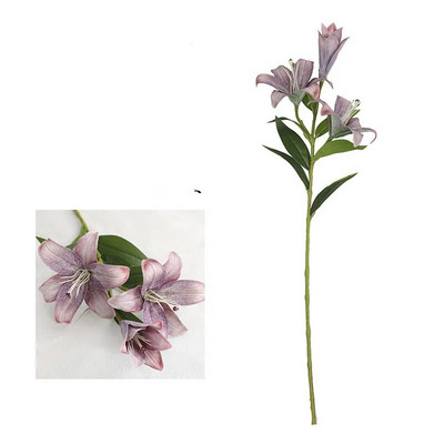 Europos retro lelija 3 galvų šakelė tikras prisilietimas Dirbtinės gėlės vakarėliui vestuvių dekoravimas flores dirbtinės lelijos