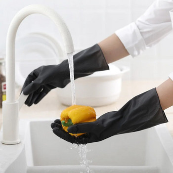 1 чифт черни ръкавици за домашно пране Почистващи ръкавици за градински кухненски чинии Пръсти за миене на съдове Гумени домакински почистващи ръкавици