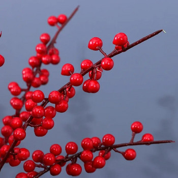 Τεχνητός καρπός: πουρνάρι, μακρύ στέλεχος, μεγάλο κλαδί, κόκκινο φρούτο, χριστουγεννιάτικο μούρο, λουλούδι διακόσμησης σπιτιού, τεχνητό φυτό