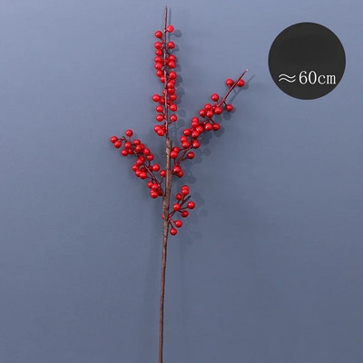 Mesterséges gyümölcs: magyalgyümölcs, hosszú szár, nagy ág, piros gyümölcs, karácsonyi bogyó, lakberendezési virág, mesterséges növény
