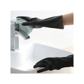 1 чифт черни ръкавици за домашно пране Почистващи ръкавици за градински кухненски чинии Пръсти за миене на съдове Гумени домакински почистващи ръкавици