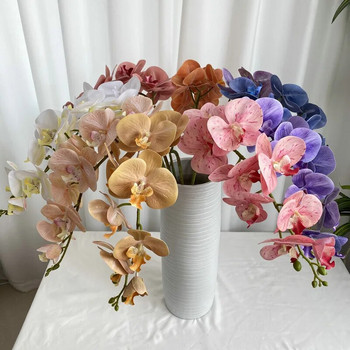 9 Heads Phalaenopsis Floral Arrangement Silk 2PC Artificial Butterfly Orchid Flower Branch for Wedding Decor Simulation Orchids