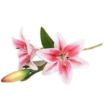 Τρισδιάστατη εκτύπωση με πραγματική εμφάνιση Τεχνητά λουλούδια Lily Branch Λευκά ψεύτικα λουλούδια Flores για διακόσμηση γαμήλιου κήπου