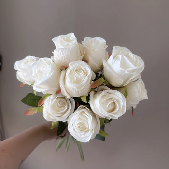10τμχ Faux Silk Rose Τεχνητά Λουλούδια Διακόσμηση σπιτιού Αξεσουάρ Ψεύτικα τριαντάφυλλα Μπουκέτο Διακόσμηση γάμου Τραπέζι floral Στολίδι
