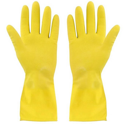 Skin-Friendly Dishwashing Cleaning Gloves Reusable Kitchen Gloves Non-Slip Yellow Rubber for Men Women 4 Sizes