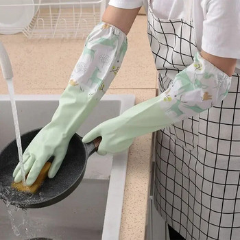 Γάντια πλυσίματος πιάτων Ζεστό καουτσούκ Αδιάβροχο κουζίνας Πλύσιμο πιάτων Γάντια οικιακής εργασίας Γυναικεία αδιάβροχα γάντια καθαρισμού