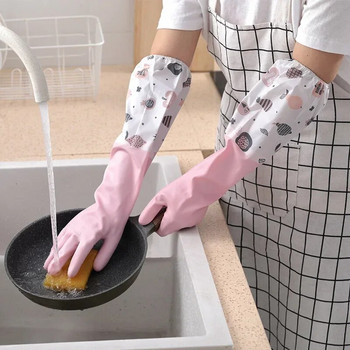 Γάντια πλυσίματος πιάτων Ζεστό καουτσούκ Αδιάβροχο κουζίνας Πλύσιμο πιάτων Γάντια οικιακής εργασίας Γυναικεία αδιάβροχα γάντια καθαρισμού