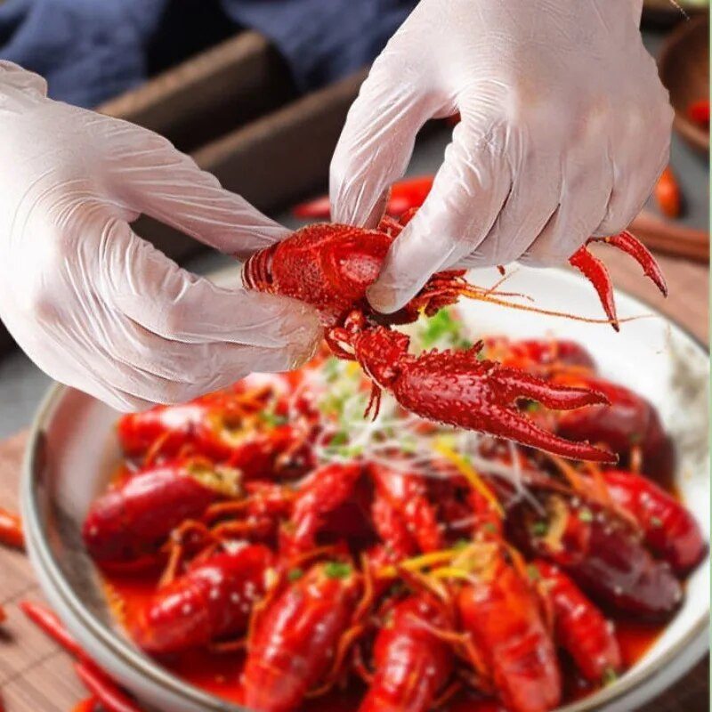 100db/doboz Élelmiszer-minőségű eldobható TPE átlátszó kesztyűk Multifunkcionális háztartási kihúzható vastagított eldobható gumikesztyűk