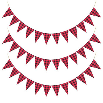 Κόκκινο λευκό ύφασμα καρό καρό τρίγωνο σημαία γιρλάντα Γάμος Γενέθλια Αποκριάτικο πικνίκ υπαίθριου πάρτι Κουτσέτες διακόσμηση