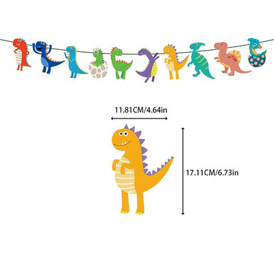 Dinoszaurusz témájú papírfüzér transzparensek dinó sármány gyerekek fiúk dzsungel szafari babazuhany 1. boldog születésnapi parti díszek