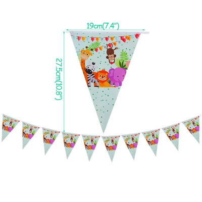 1 σετ Animal Cartoon Birthday Banner Jungle Safari 1st Birthday Animal Paper Garland Jungle Safari Rainforest Party Διακόσμηση