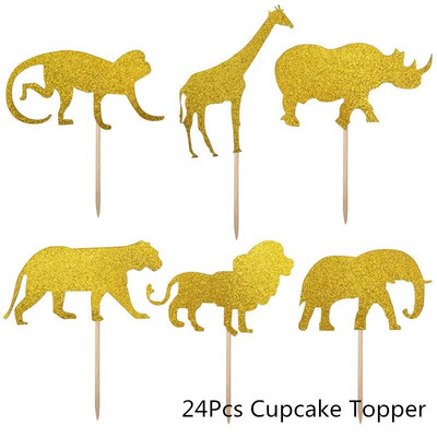 Životinje u džungli Dekoracija za zabavu Dječja rođendanska zabava Bunting Wild One Balon Konfeti Girlanda Obljetnica Bay Tuš pribor