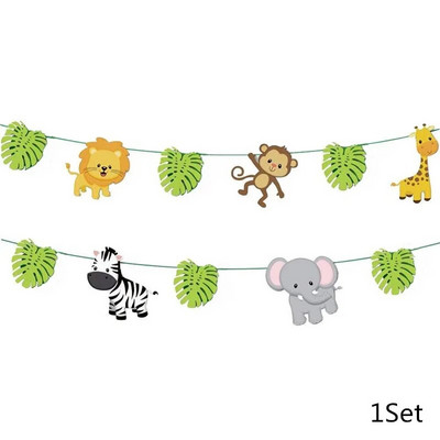 Životinje u džungli Dekoracija za zabavu Dječja rođendanska zabava Bunting Wild One Balon Konfeti Girlanda Obljetnica Bay Tuš pribor