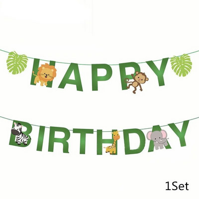 Životinje u džungli Dekoracija za zabavu Dječja rođendanska zabava Bunting Wild One Balon Konfeti Girlanda Obljetnica Bay Tuš pribor