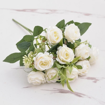 Selyem vörös rózsa csokor Művirágok Esküvői Kiegészítők Bazsarózsa Hamis virágok Barkácsolás esküvőre Asztali váza Otthoni dekoráció