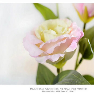 1 DB olcsó hamis virágok európai művirág 3 fej Lisianthus Eustoma karácsonyi esküvői parti díszház 5 színben