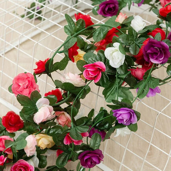 250CM Розови изкуствени цветя Коледен гирлянд за сватба Декорация на стая за дома Пролет Есен Градина Арка Направи си сам фалшива растителна лоза