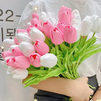 Μπουκέτο 3/5 Heads Tulips Artificial Flowers για Διακόσμηση γραφείου υπνοδωματίου σπιτιού Φωτογράφηση γάμου στηρίγματα Fake Flower